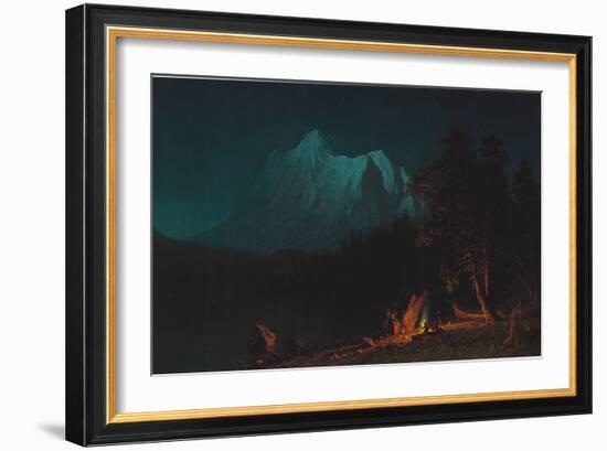 Mountainous Landscape by Moonlight-Albert Bierstadt-Framed Giclee Print