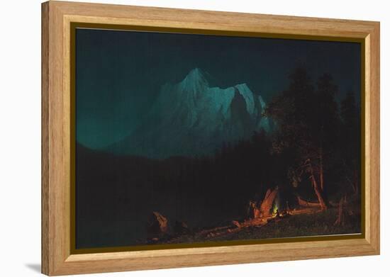 Mountainous Landscape by Moonlight-Albert Bierstadt-Framed Premier Image Canvas