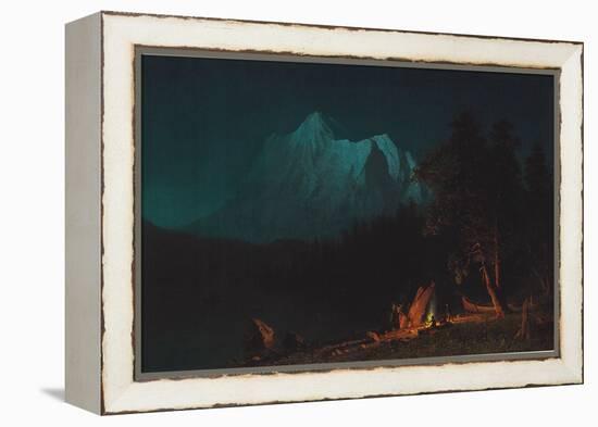 Mountainous Landscape by Moonlight-Albert Bierstadt-Framed Premier Image Canvas