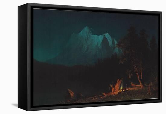 Mountainous Landscape by Moonlight-Albert Bierstadt-Framed Premier Image Canvas