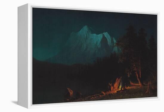 Mountainous Landscape by Moonlight-Albert Bierstadt-Framed Premier Image Canvas