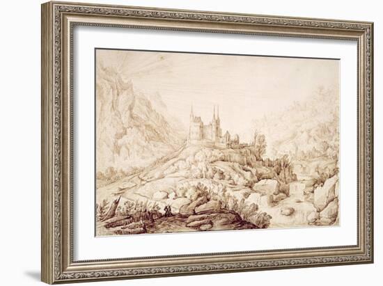 Mountainous Landscape with a Castle, C.1589-Hendrick Cornelisz. Vroom-Framed Giclee Print