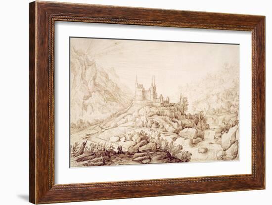 Mountainous Landscape with a Castle, C.1589-Hendrick Cornelisz. Vroom-Framed Giclee Print