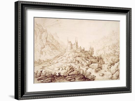 Mountainous Landscape with a Castle, C.1589-Hendrick Cornelisz. Vroom-Framed Giclee Print