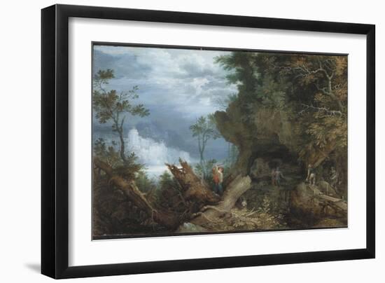Mountainous Landscape with an Entrance to a Mine, C.1612-13 (Oil on Beech Panel)-Roelandt Jacobsz Savery-Framed Giclee Print