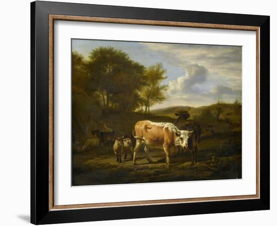 Mountainous Landscape with Cows, 1663-Adriaen van de Velde-Framed Giclee Print