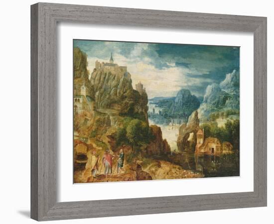 Mountainous Landscape with the Road to Emmaus, 1597-Lucas van Valckenborch-Framed Giclee Print