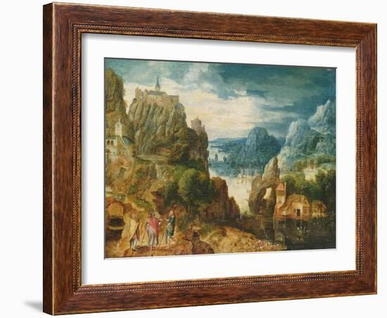 Mountainous Landscape with the Road to Emmaus, 1597-Lucas van Valckenborch-Framed Giclee Print