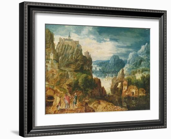 Mountainous Landscape with the Road to Emmaus, 1597-Lucas van Valckenborch-Framed Giclee Print