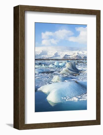 Mountains Behind the Icebergs Locked in the Frozen Water of Jokulsarlon Iceberg Lagoon-Neale Clark-Framed Photographic Print