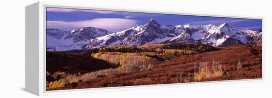 Mountains Covered with Snow and Fall Colors, Near Telluride, Colorado, USA-null-Framed Premier Image Canvas