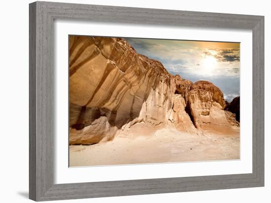 Mountains of Canyon in Sinai at Sunrise-Givaga-Framed Photographic Print