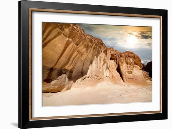 Mountains of Canyon in Sinai at Sunrise-Givaga-Framed Photographic Print