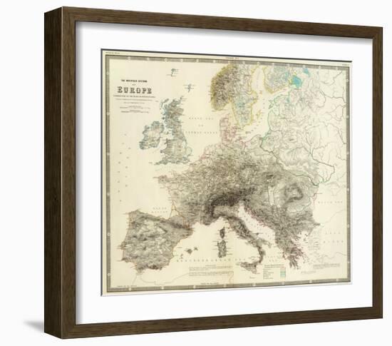 Mountains of Europe, c.1854-Alexander Keith Johnston-Framed Art Print