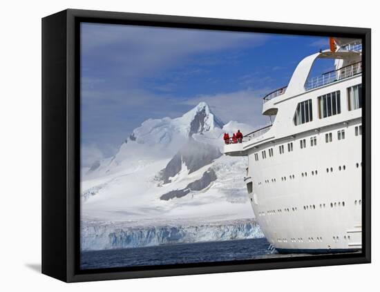 Mountains of Livingstone Range at Stern of Mv Discovery During Landing at Half Moon Bay, Antarctica-Mark Hannaford-Framed Premier Image Canvas