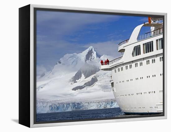 Mountains of Livingstone Range at Stern of Mv Discovery During Landing at Half Moon Bay, Antarctica-Mark Hannaford-Framed Premier Image Canvas