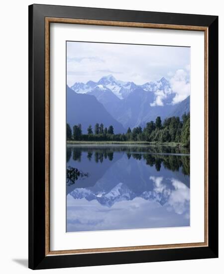Mountains of the Southern Alps Reflected in Lake Matheson, Canterbury, South Island, New Zealand-Robert Francis-Framed Photographic Print