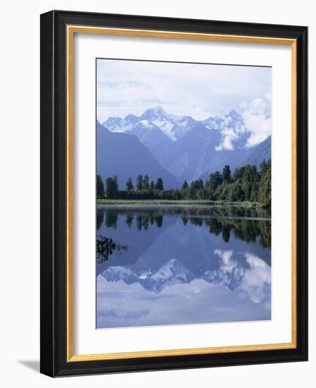 Mountains of the Southern Alps Reflected in Lake Matheson, Canterbury, South Island, New Zealand-Robert Francis-Framed Photographic Print