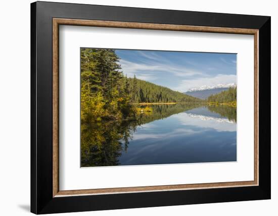 Mountains reflected in a lake along Valley of Five Lakes trail, Jasper National Park, UNESCO World -Jon Reaves-Framed Photographic Print