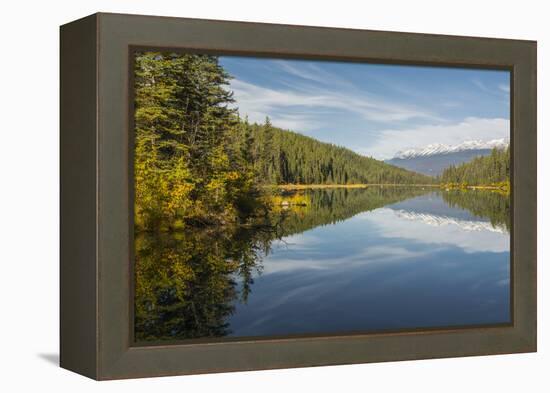 Mountains reflected in a lake along Valley of Five Lakes trail, Jasper National Park, UNESCO World -Jon Reaves-Framed Premier Image Canvas