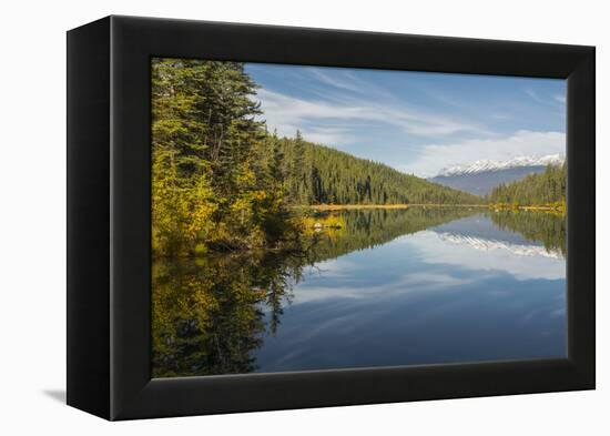 Mountains reflected in a lake along Valley of Five Lakes trail, Jasper National Park, UNESCO World -Jon Reaves-Framed Premier Image Canvas