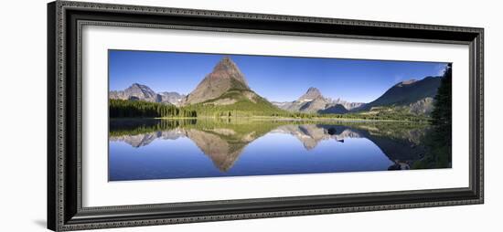 Mountains reflected in lake. Glacier National Park. Montana. Usa.-Tom Norring-Framed Photographic Print