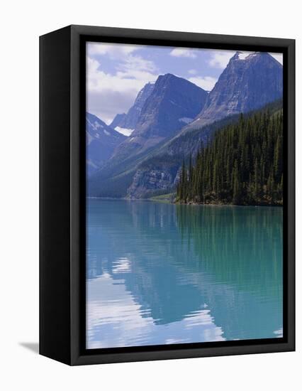 Mountains Reflected in Maligne Lake, Jasper National Park, UNESCO World Heritage Site, British Colu-Martin Child-Framed Premier Image Canvas