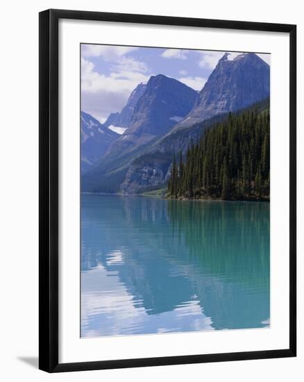 Mountains Reflected in Maligne Lake, Jasper National Park, UNESCO World Heritage Site, British Colu-Martin Child-Framed Photographic Print