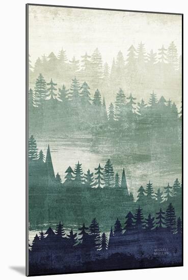 Mountainscape Navy Panel II-Michael Mullan-Mounted Art Print