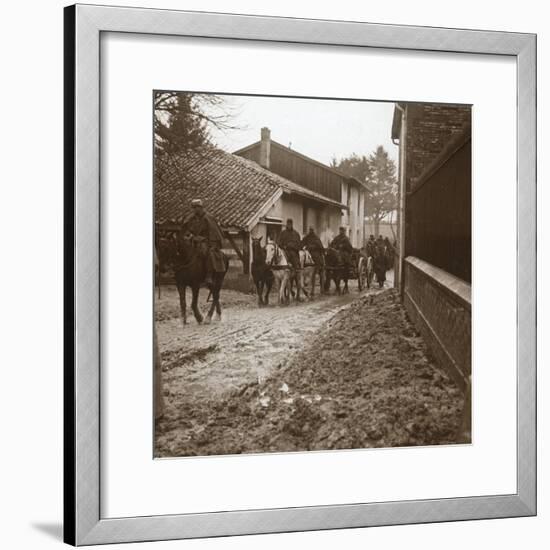 Mounted French soldiers with artillery, c1914-c1918-Unknown-Framed Photographic Print