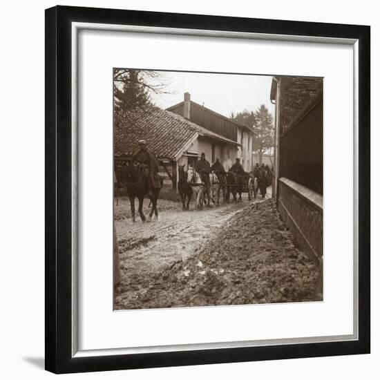 Mounted French soldiers with artillery, c1914-c1918-Unknown-Framed Photographic Print