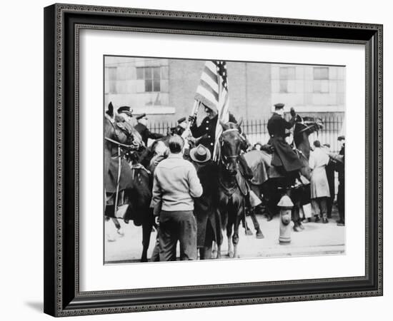 Mounted Police Clashing with Strikers, Outside an Electrical Plant in Philadelphia-null-Framed Photo