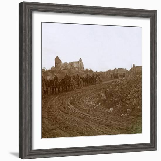 Mounted soldiers, Somme, northern France, c1914-c1918-Unknown-Framed Photographic Print