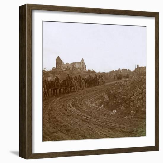 Mounted soldiers, Somme, northern France, c1914-c1918-Unknown-Framed Photographic Print