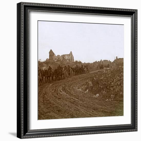 Mounted soldiers, Somme, northern France, c1914-c1918-Unknown-Framed Photographic Print