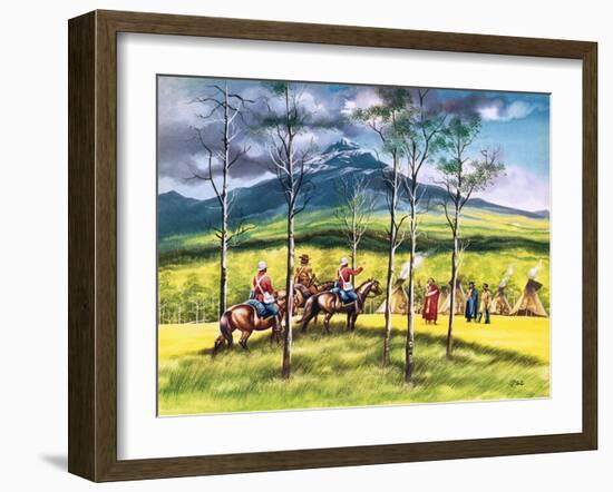 Mountie, James Walsh, Meeting Sitting Bull to Persuade Him of the Need for Peace-Ron Embleton-Framed Giclee Print
