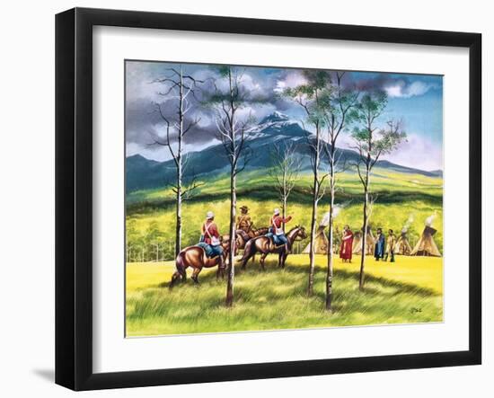 Mountie, James Walsh, Meeting Sitting Bull to Persuade Him of the Need for Peace-Ron Embleton-Framed Giclee Print