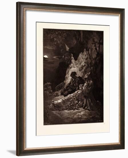 Mourning by Moonlight-Gustave Dore-Framed Giclee Print