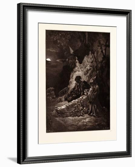 Mourning by Moonlight-Gustave Dore-Framed Giclee Print