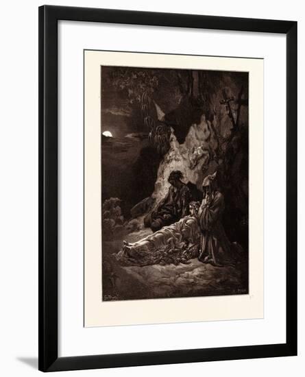 Mourning by Moonlight-Gustave Dore-Framed Giclee Print