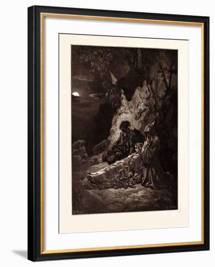 Mourning by Moonlight-Gustave Dore-Framed Giclee Print