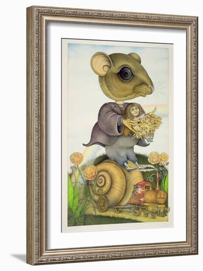 Mouse and Doll on a Snail Train-Wayne Anderson-Framed Giclee Print