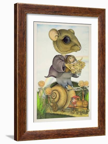 Mouse and Doll on a Snail Train-Wayne Anderson-Framed Giclee Print