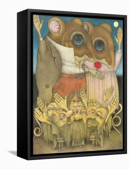 Mouse Couple and Dwarves Waving-Wayne Anderson-Framed Premier Image Canvas