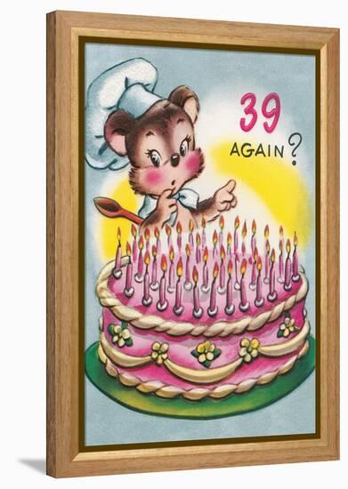 Mouse with Birthday Cake-null-Framed Stretched Canvas