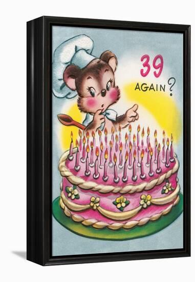 Mouse with Birthday Cake-null-Framed Stretched Canvas