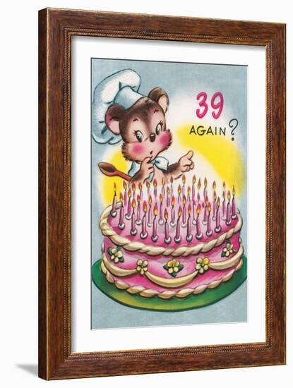 Mouse with Birthday Cake-null-Framed Premium Giclee Print