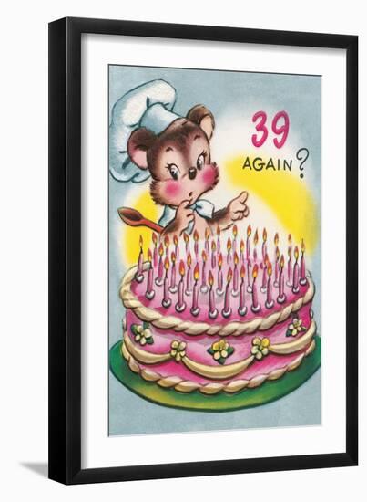 Mouse with Birthday Cake-null-Framed Premium Giclee Print