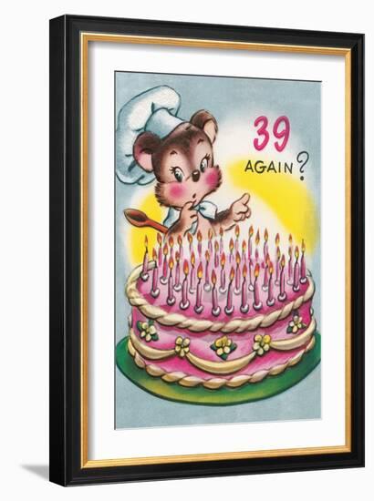 Mouse with Birthday Cake-null-Framed Premium Giclee Print