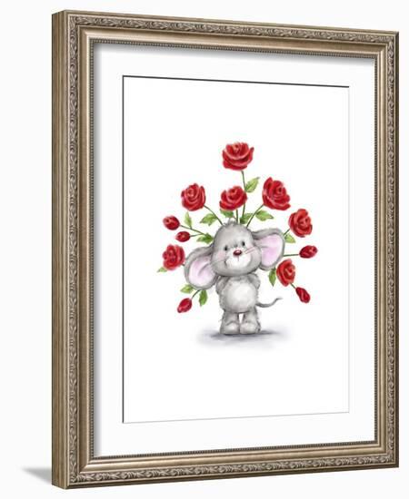 Mouse with Roses-MAKIKO-Framed Giclee Print